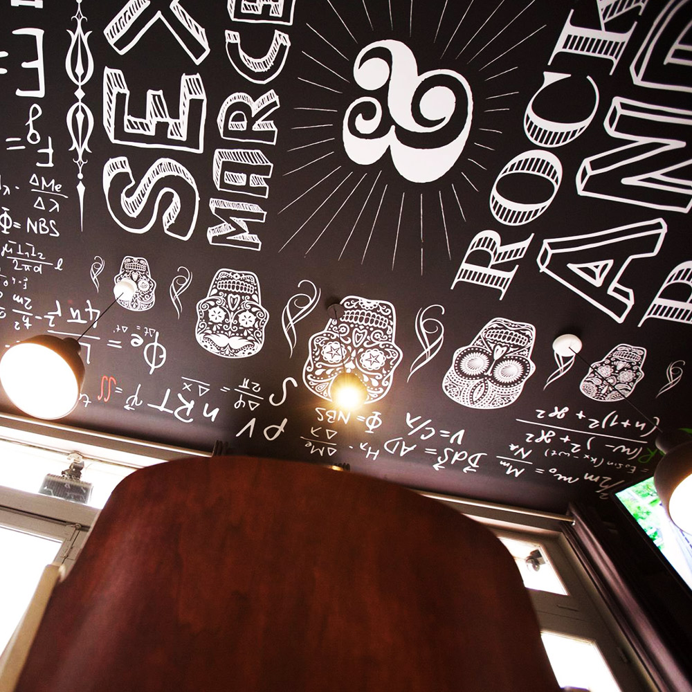 Café Marcel Tours 37, design stickers plafond - Beautiful Georges
