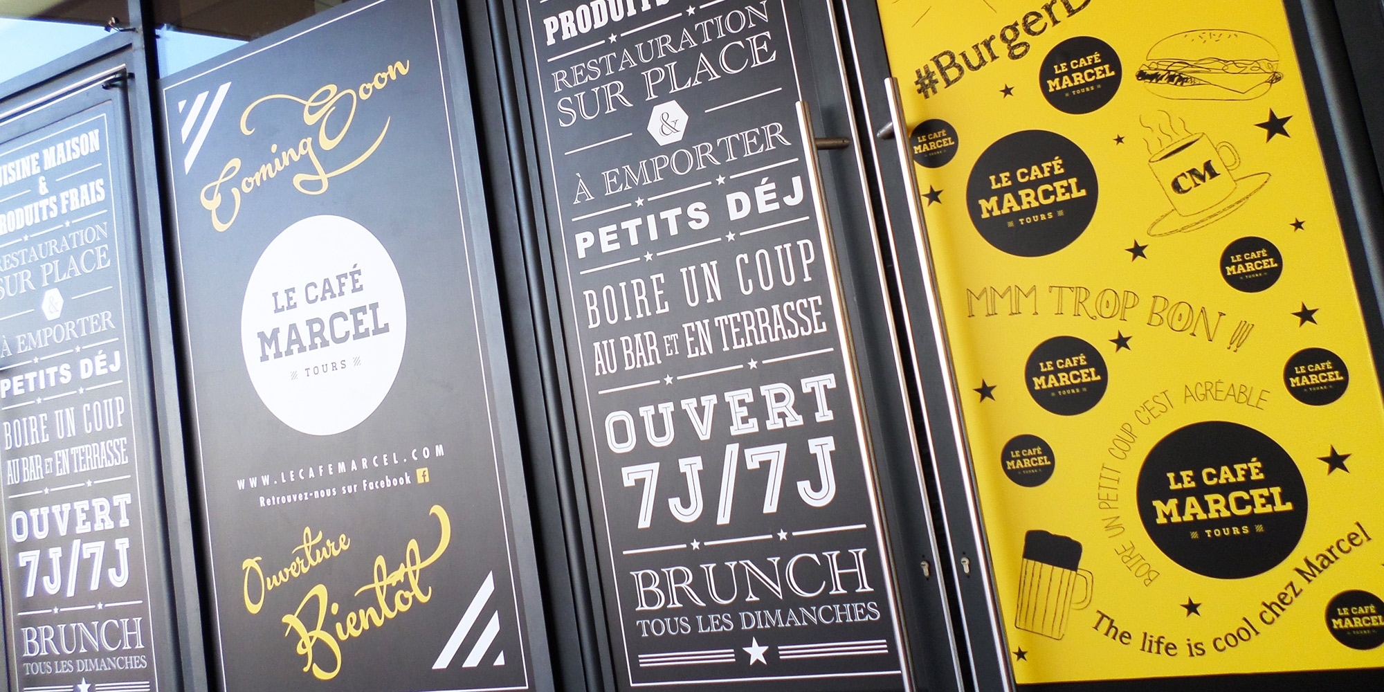 Café Marcel Tours 37, design stickers vitrine - Beautiful Georges